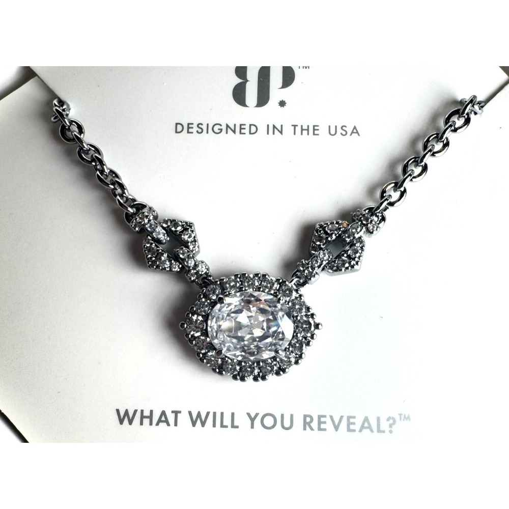 Bomb Party Necklace - NK86572 "Rightfully Yours" Diamond CZ On Hematite Plating